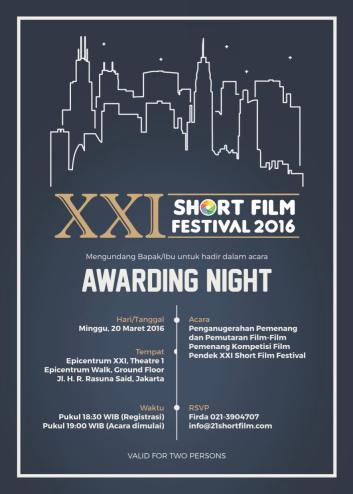 XXI Short Film Festival 2016-Invitation Awarding Night